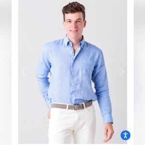 Peter Millar Blue Linen Button Down
